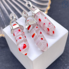 Подвеска маятник Муранское стекло №1, цвет серебро 42х9 мм