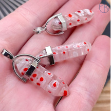 Подвеска маятник Муранское стекло №1, цвет серебро 42х9 мм