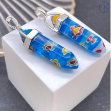 Подвеска маятник Муранское стекло, цвет серебро 42х9 мм