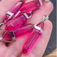 Подвеска маятник Розовое стекло, цвет серебро 42х9 мм