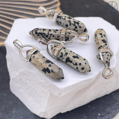 Подвеска маятник Яшма далматиновая, цвет серебро 42х9 мм