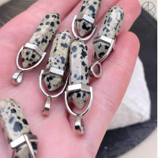Подвеска маятник Яшма далматиновая, цвет серебро 42х9 мм