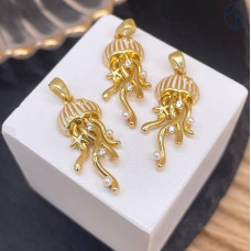 Подвеска медуза белая эмаль, цвет золото 22 мм