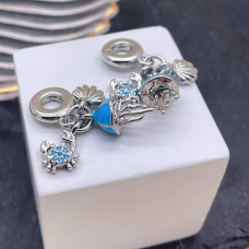 Подвеска медуза, краб, ракушка, цвет серебро 13 мм 