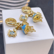 Подвеска медуза, краб, ракушка, цвет золото 13 мм 