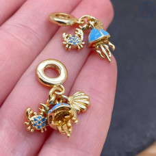 Подвеска медуза, краб, ракушка, цвет золото 13 мм 