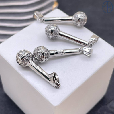 Подвеска микрофон, цвет серебро 22х7 мм 