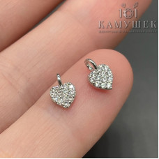 Подвеска мини сердце цирконы, цвет серебро 5х7 мм 