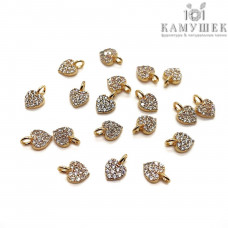 Подвеска мини сердце цирконы, цвет золото 5х7 мм 