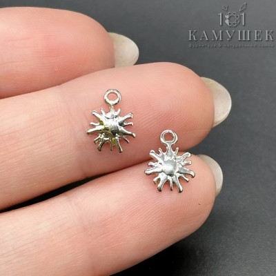 Подвеска мини солнце, цвет серебро 8х10 мм 