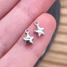 Подвеска мини звезда гладкая, цвет серебро 5 мм