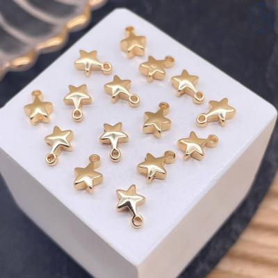 Подвеска мини звезда гладкая, цвет золото 5 мм 