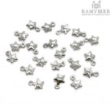 Подвеска мини звезда гладкая Люкс, цвет серебро 7х5 мм