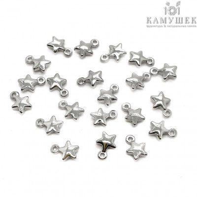 Подвеска мини звезда гладкая Люкс, цвет серебро 7х5 мм
