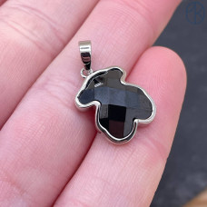 Подвеска мишка черная керамика, цвет серебро 17х12 мм 