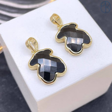 Подвеска мишка черная керамика, цвет золото 17х12 мм 