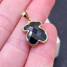 Подвеска мишка черная керамика, цвет золото 17х12 мм 