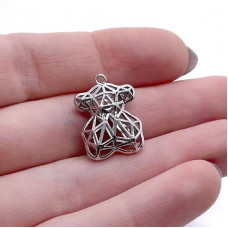 Подвеска мишка грани, цвет серебро 19,7х13 мм