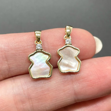 Подвеска мишка перламутр циркон, цвет золото 15х10 мм 