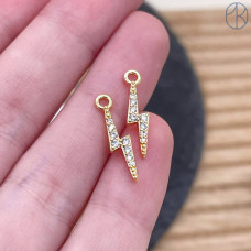 Подвеска молния цирконы, цвет золото 15х3 мм