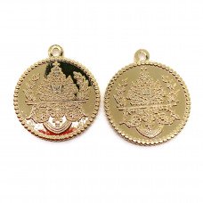 Подвеска монета герб, цвет золото 24*2,4мм