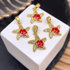 Подвеска морская звезда цирконы №1, цвет золото 14 мм