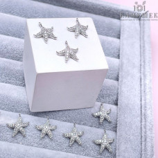 Подвеска морская звезда цирконы, цвет серебро 13х14 мм 