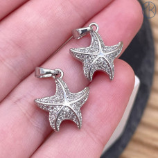 Подвеска морская звезда цирконы, цвет серебро 20 мм