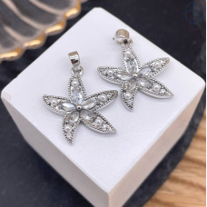 Подвеска морская звезда цирконы, цвет серебро 20 мм 