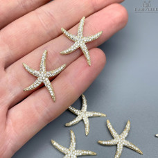 Подвеска морская звезда цирконы, цвет золото 20 мм 