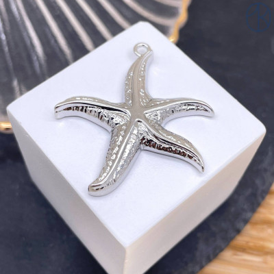 Подвеска морская звезда, цвет серебро 34 мм 