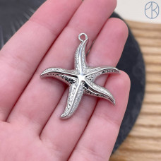 Подвеска морская звезда, цвет серебро 34 мм 