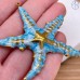 Подвеска морская звезда голубая эмаль сталь 50 мм, цвет золото