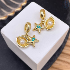 Подвеска морская звезда и ракушка, цвет золото 12 мм 