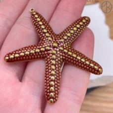 Подвеска морская звезда красная эмаль сталь 48 мм, цвет золото