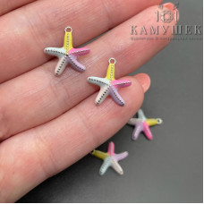 Подвеска морская звезда микс, цвет серебро 13х13 мм