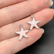 Подвеска морская звезда розовая эмаль, цвет сереюро 15 мм 