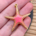 Подвеска морская звезда розовая эмаль, цвет золото 30 мм
