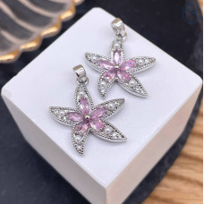 Подвеска морская звезда розовые цирконы, цвет серебро 20 мм