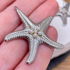 Подвеска морская звезда сталь 38 мм, цвет серебро