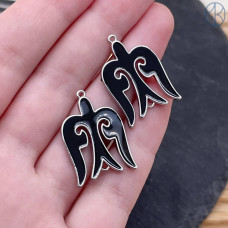 Подвеска национальная №10, цвет серебро 25х17 мм