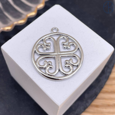 Подвеска национальная №17, цвет серебро 25 мм