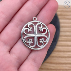 Подвеска национальная №17, цвет серебро 25 мм