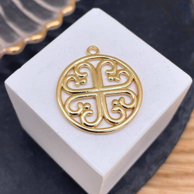 Подвеска национальная №17, цвет золото 25 мм