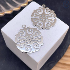 Подвеска национальная №18, цвет серебро 22 мм