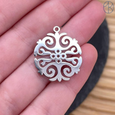 Подвеска национальная №18, цвет серебро 22 мм
