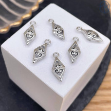 Подвеска национальная №23, цвет серебро 15х6 мм