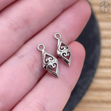 Подвеска национальная №23, цвет серебро 15х6 мм