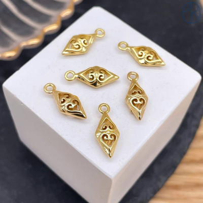 Подвеска национальная №23, цвет золото 15х6 мм