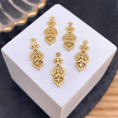 Подвеска национальная №25, цвет золото 17х6 мм